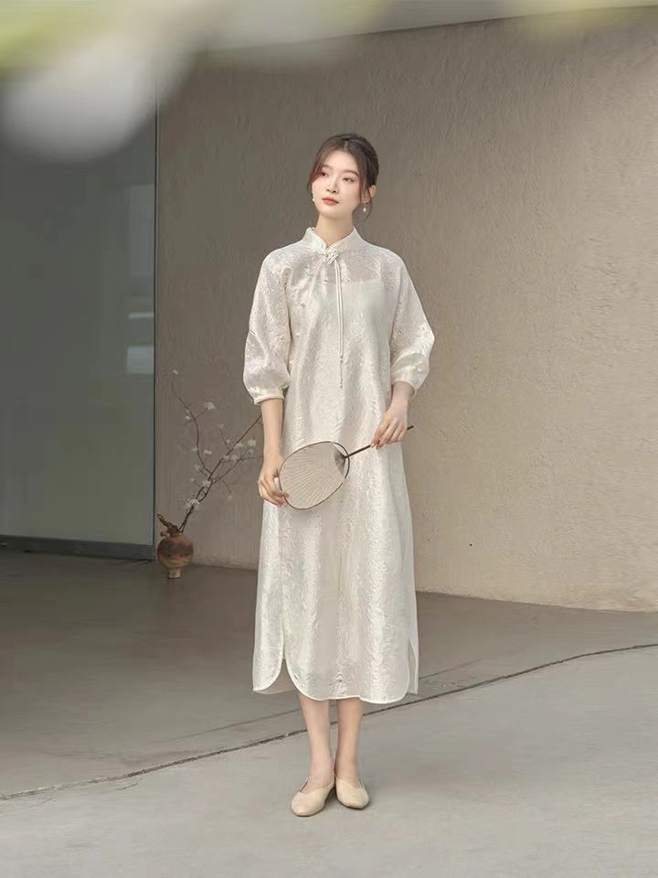 Summer new Chinese dress National style women's daily commute fabric jacquard improvement cheongsam