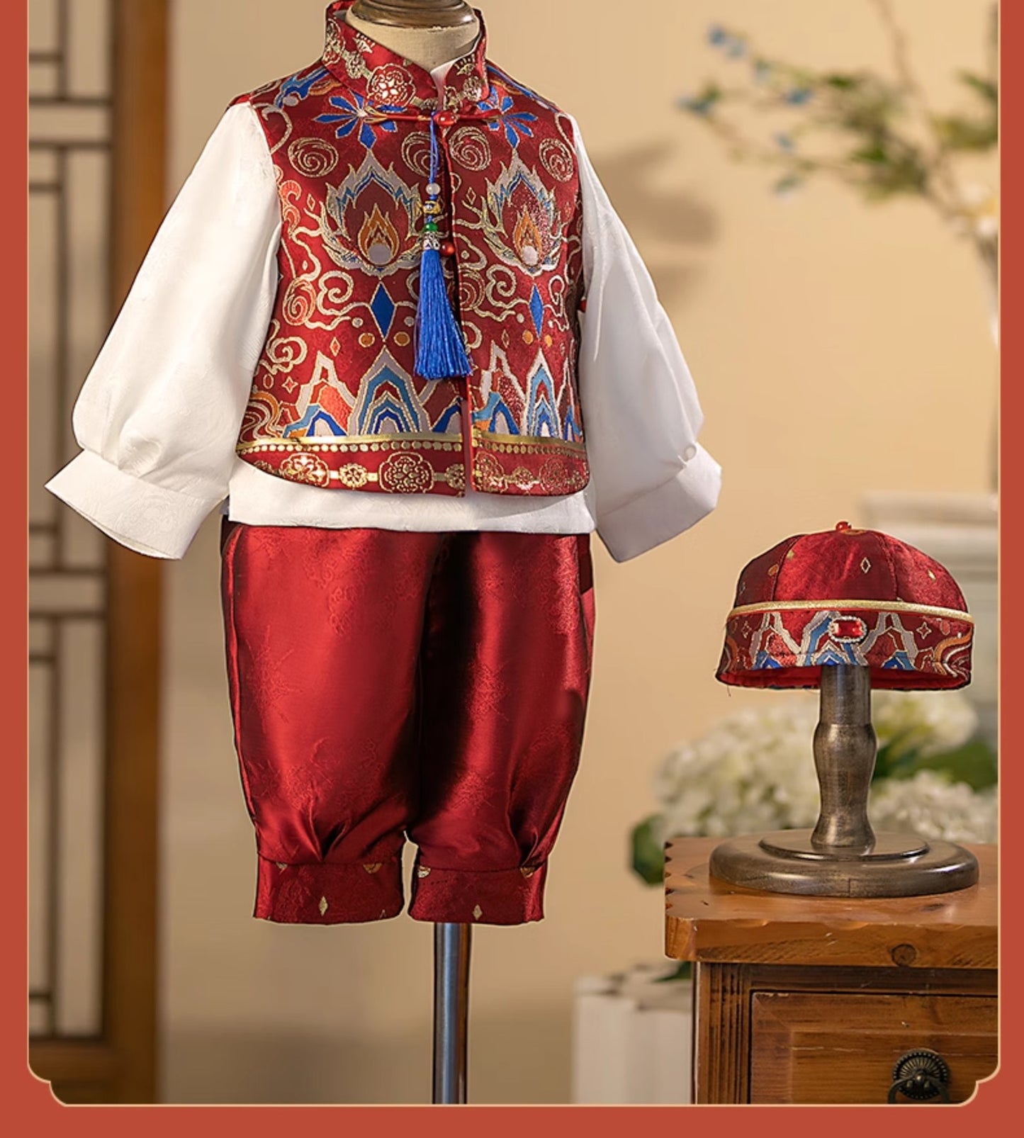 Chinese one year dress male treasure autumn boy Tang suit baby one year crown