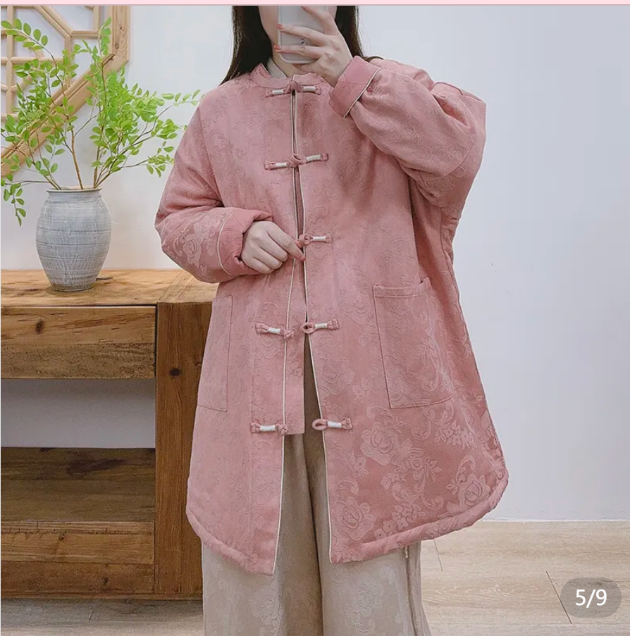 Exquisite Winter Long Style】Old Cloth Embroidered Thick Winter Wide Version Cotton Jacket Coat 51341