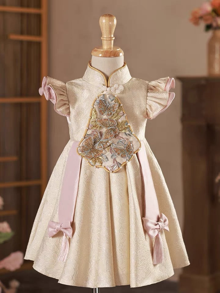 Baby girl dress Chinese baby birthday party Zhuzhou crown dress national style princess dress autumn