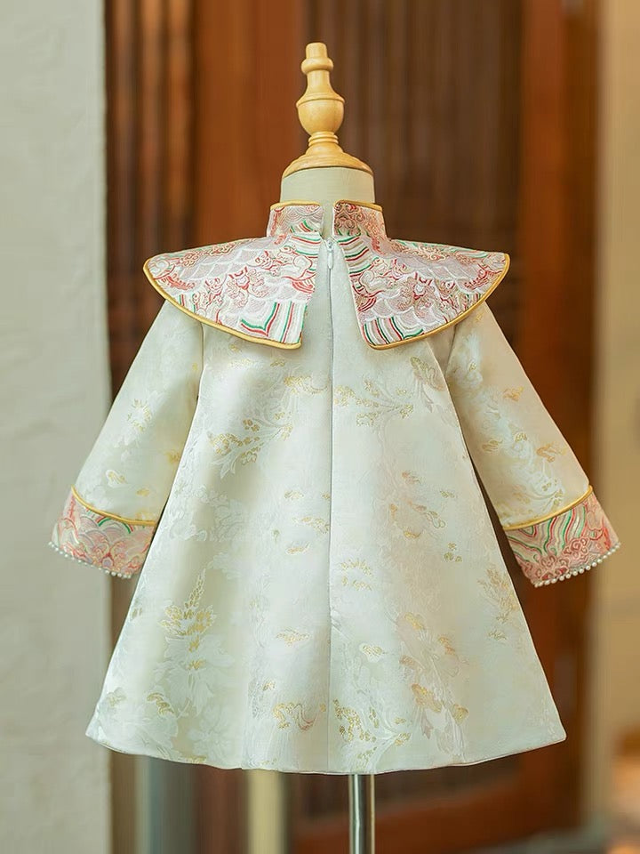Girls spring Chinese one-year-old dress Zhuzhou Tang dress baby crown dress national style cheongsam