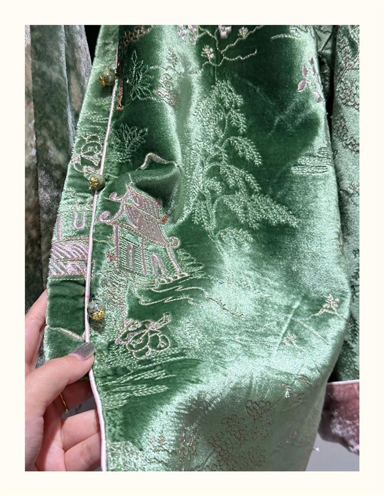 New Chinese light national wind suede plate buckle coat female spring autumn