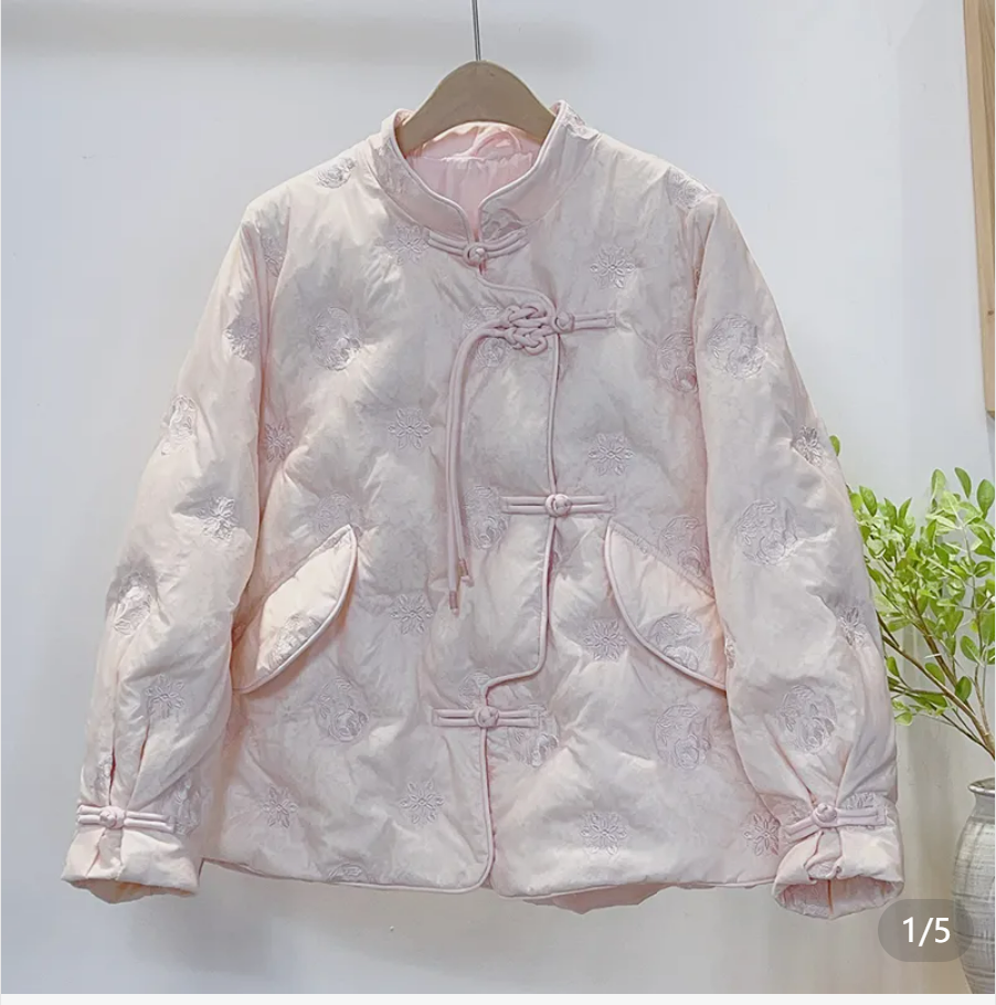 【Dream Butterfly】Heavy-duty Lace New Chinese-style Handmade Button Traditional Chinese Style Down Jacket 51371