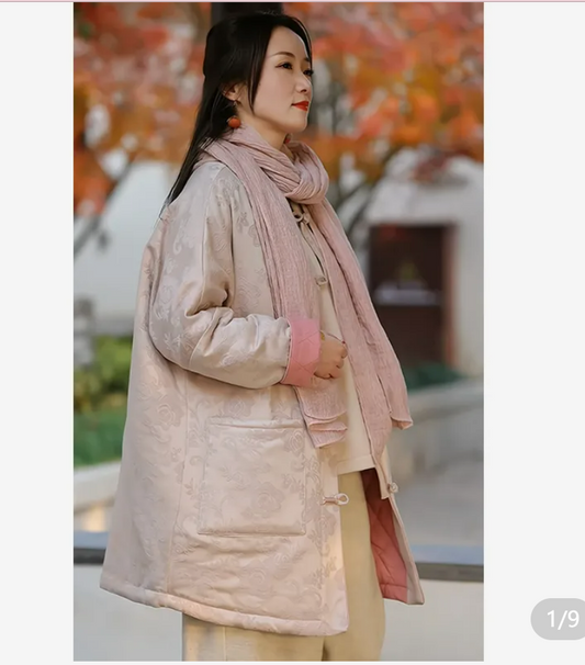 Exquisite Winter Long Style】Old Cloth Embroidered Thick Winter Wide Version Cotton Jacket Coat 51341