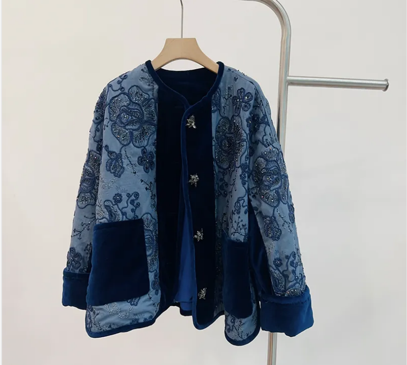 New Chinese-Style National Patterned Vest with Stand-Up Collar Thick-Weave Diagonal-Front Jacquard Ethnic Sleeveless Vest