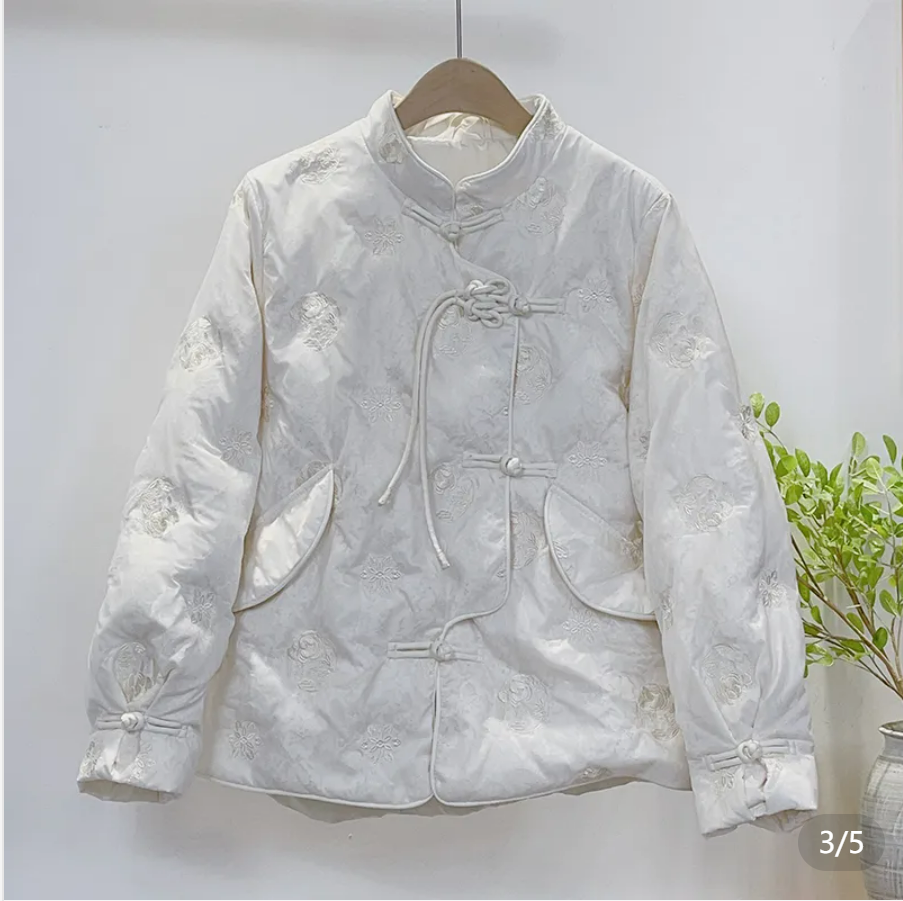 【Dream Butterfly】Heavy-duty Lace New Chinese-style Handmade Button Traditional Chinese Style Down Jacket 51371