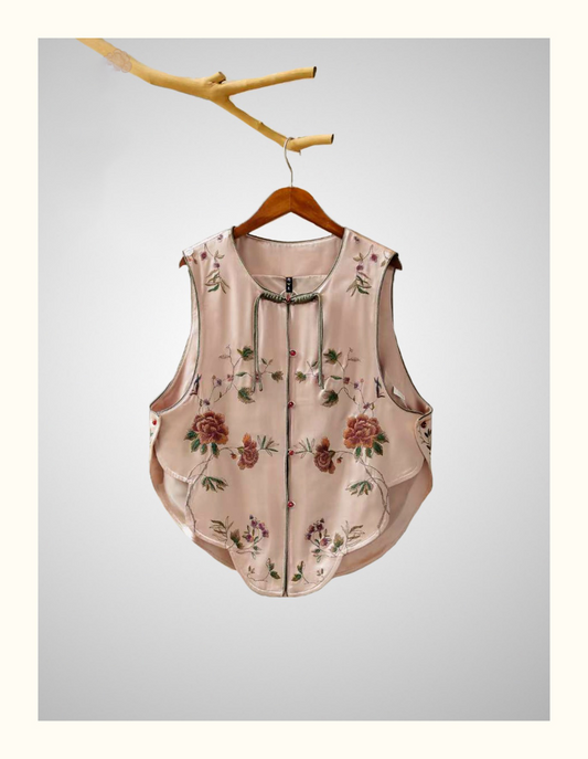Ladies spring new waistcoat national style national style embroidery temperament all round collar