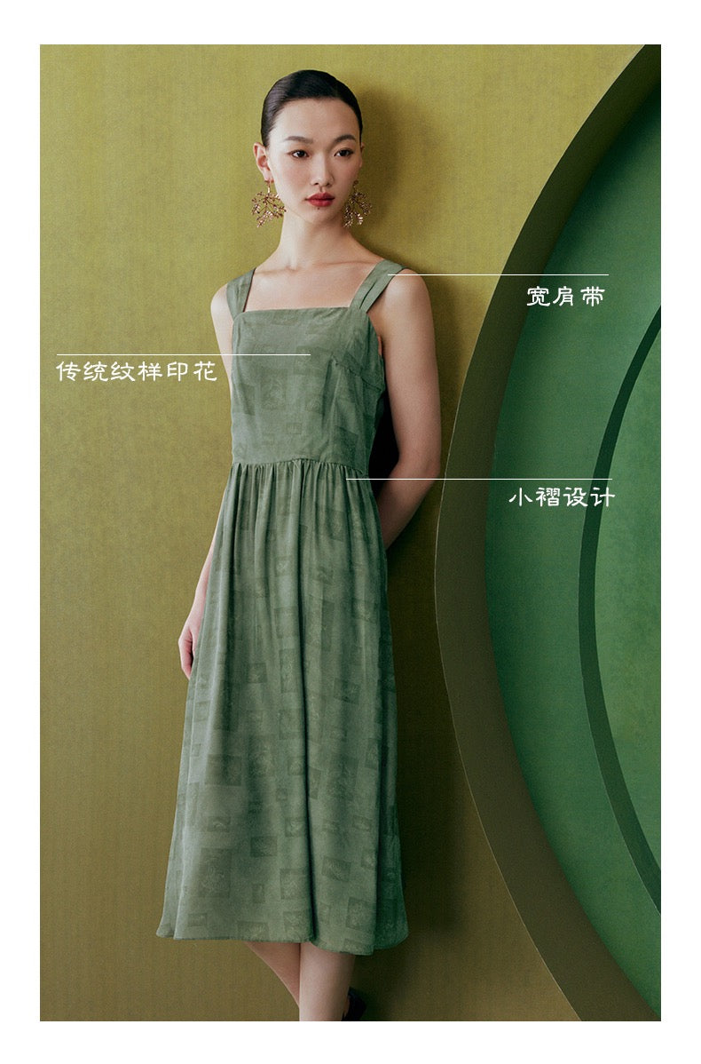 New Chinese strap dress slimming high-end light luxury mulberry silk red silk skirt summer women's dress