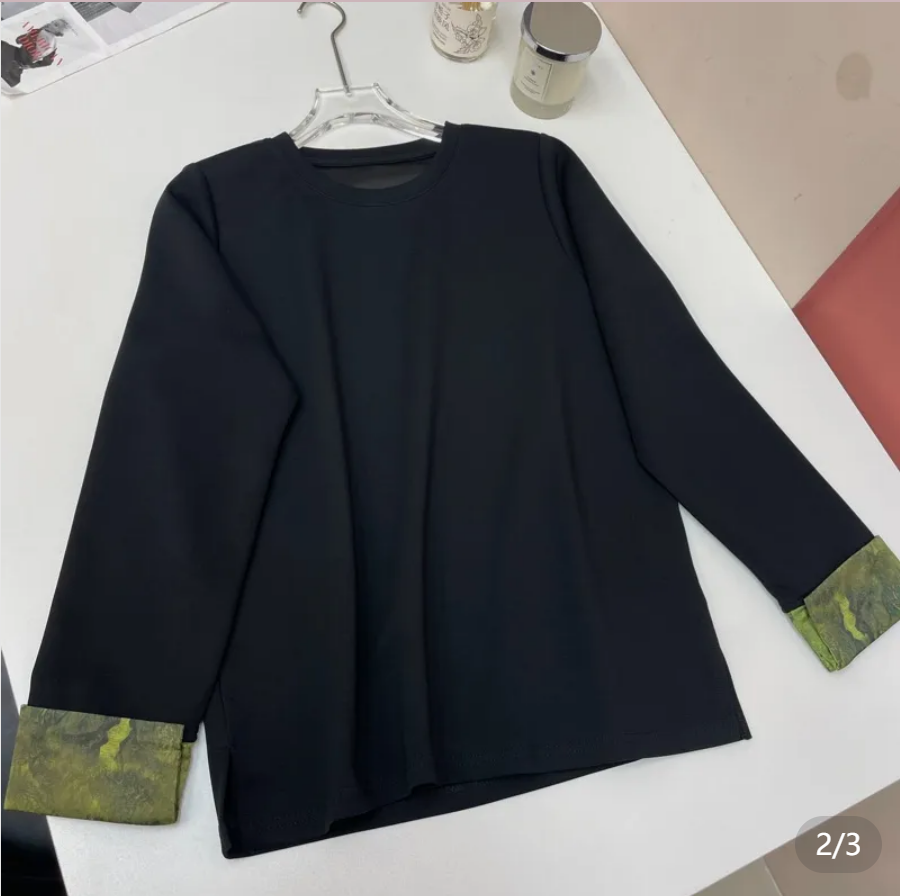High-quality custom order, contrasting cuffs, Chinese-style sweatshirt.