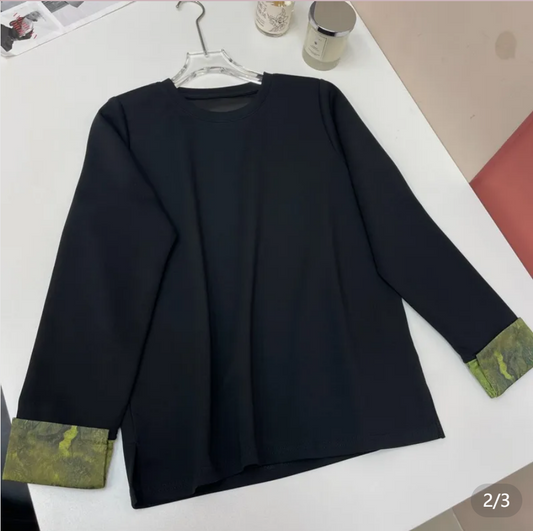 High-quality custom order, contrasting cuffs, Chinese-style sweatshirt.